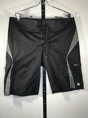 Lululemon Board Shorts Mens 36 Black Surf Swim Trunks Drawstring Quick Dry 11"